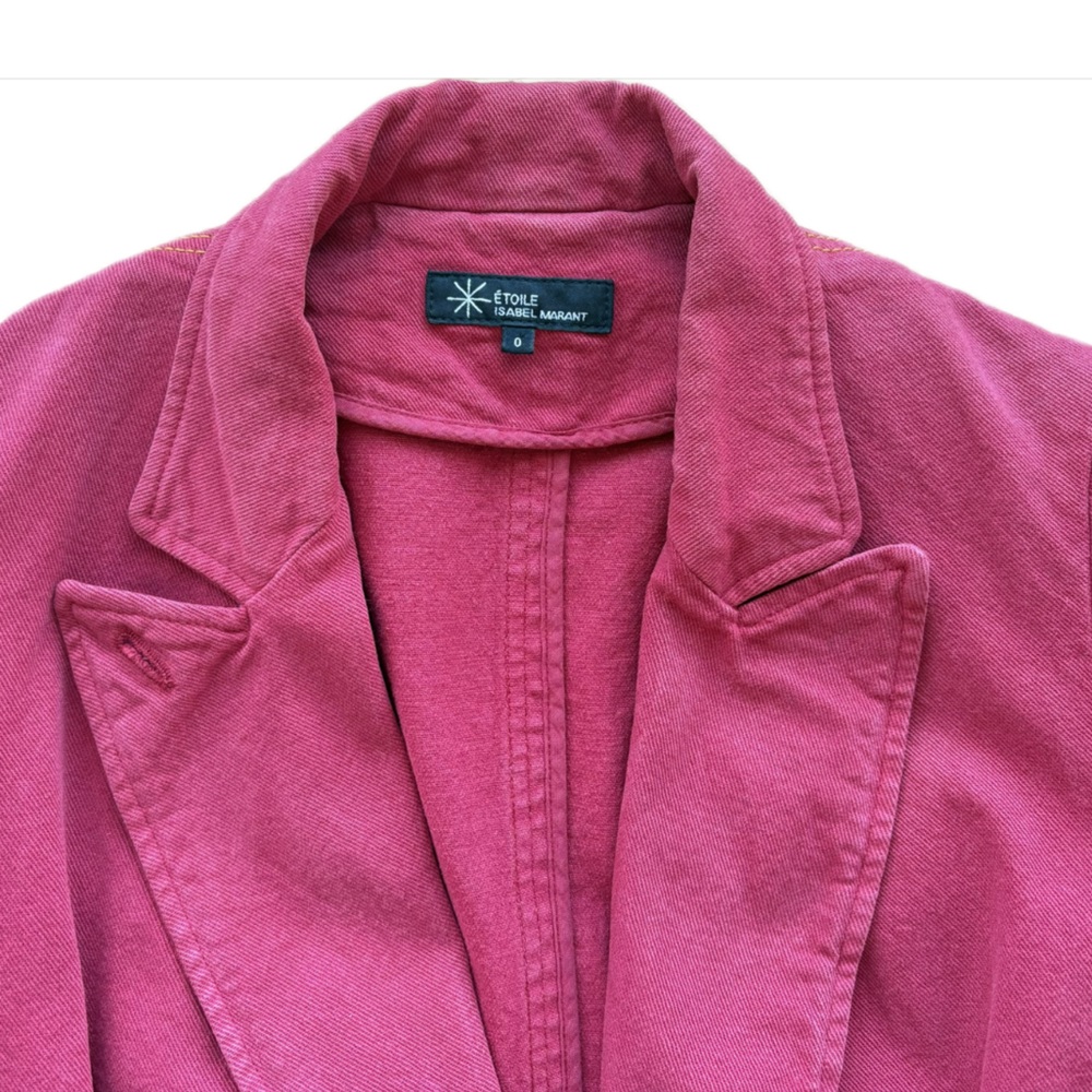 Isabel Marant Étoile Denim Blazer Size 0 Structured Jacket Raspberry - Picture 8 of 10